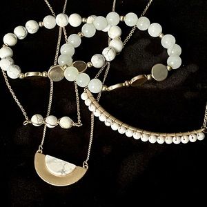 Gold & White Marble Jewelry Set